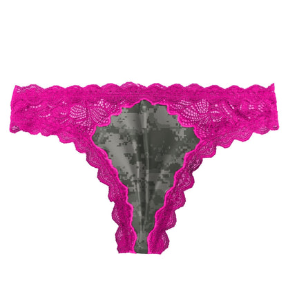 Women's Pink Camo Lace Thong - Atlas Fuchsia Hunting Underwear - Wilderness Dreams