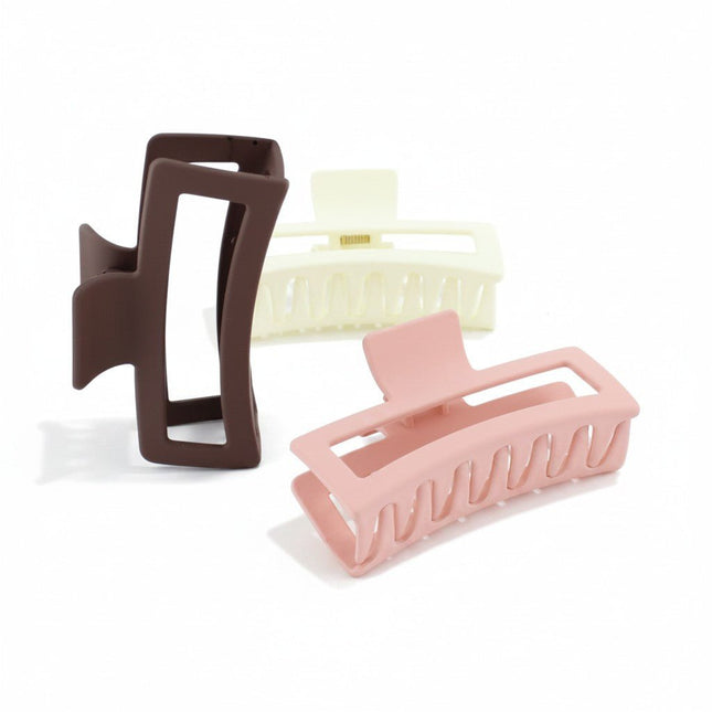 Large Hair Claw Clips – 3 Pack Matte Grip for Curly or Straight Hair