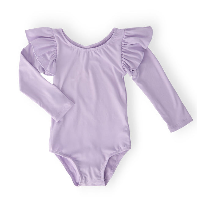 Lavender L/S Flutter Sleeve Leotard - Dashing Nova