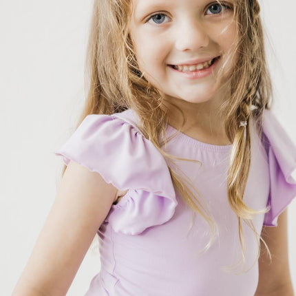 Lavender S/S Flutter Sleeve Leotard - Dashing Nova