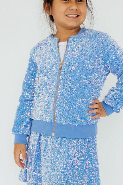 Light Blue Velvet Sequin Jacket - Dashing Nova