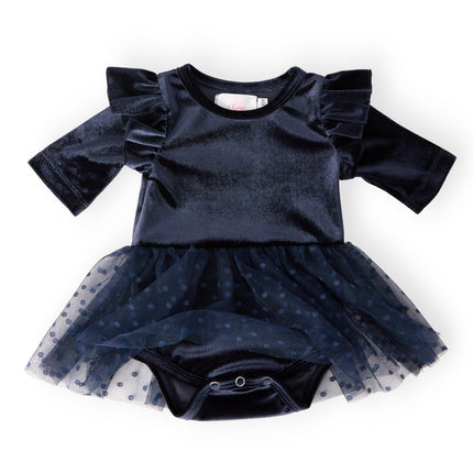 Light Navy Velvet Tutu Bodysuit - Dashing Nova