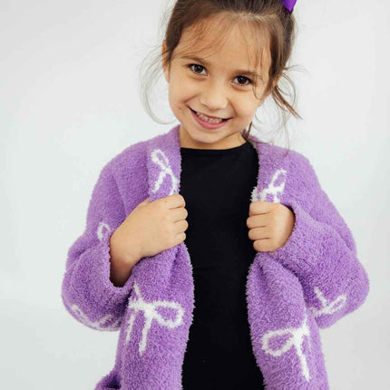Lilac/Coconut Bow Cozy Cardigan