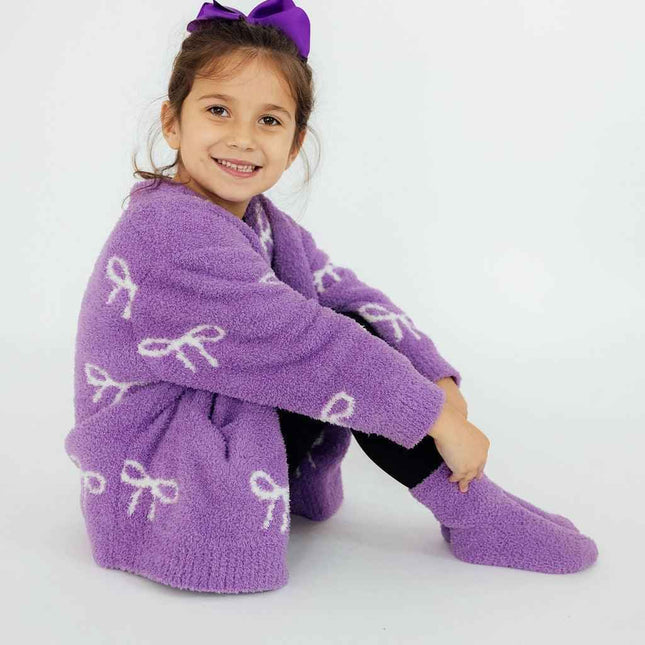 Lilac/Coconut Bow Cozy Cardigan