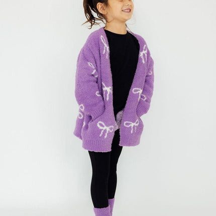 Lilac/Coconut Bow Cozy Socks - Dashing Nova