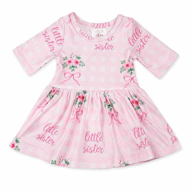 Little Sister Floral 3/4 Twirl Bodysuit - Dashing Nova
