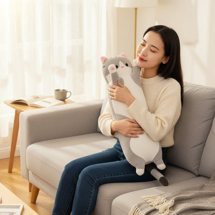 Long Cat Plush Pillow 26 Inch Soft Stuffed Animal for Kids