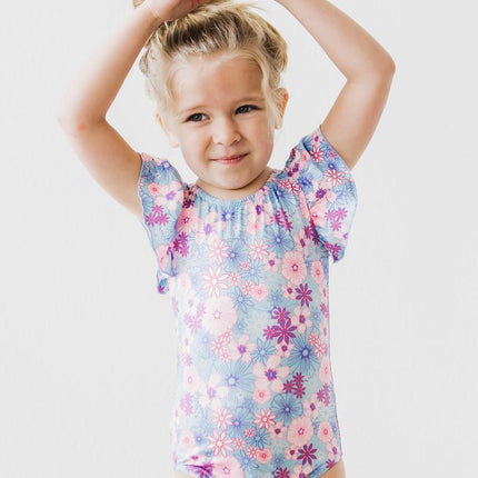 Love Blooms S/S Flutter Sleeve Leotard - Dashing Nova
