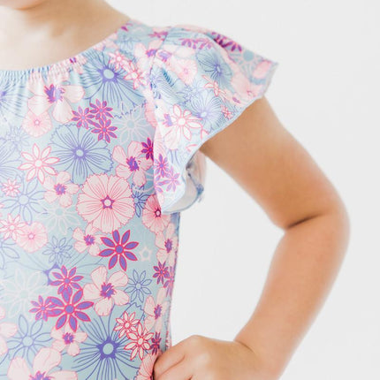 Love Blooms S/S Flutter Sleeve Leotard - Dashing Nova