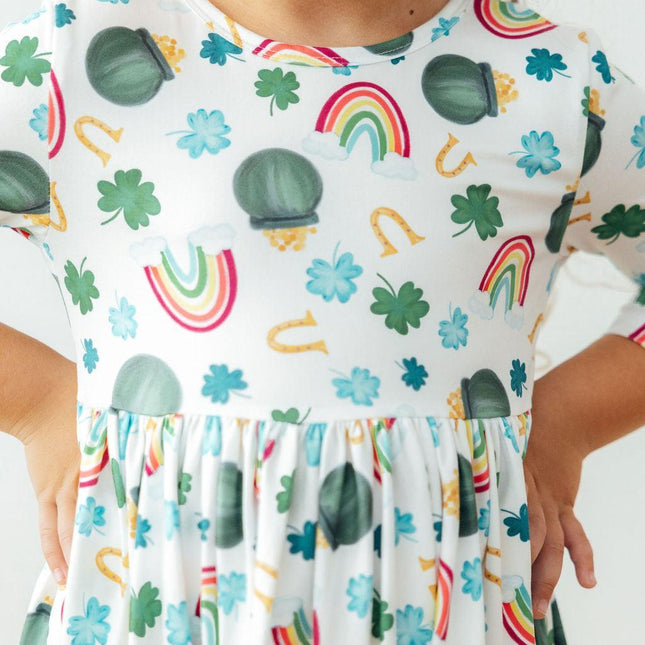 Luck of the Irish 3/4 Sleeve Pocket Twirl Dress - Dashing Nova