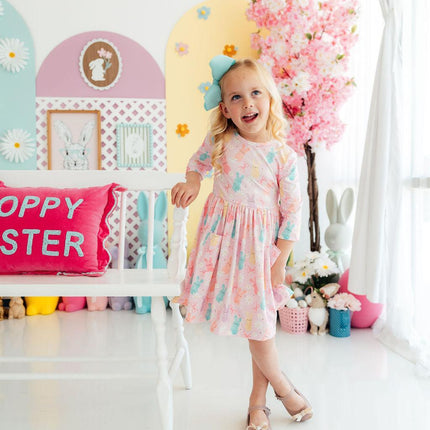 Preppy Peeps 3/4 Sleeve Pocket Twirl Dress