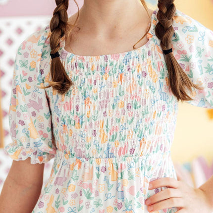 Hoppy Easter Smocked Ruffle Dress