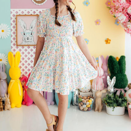 Hoppy Easter Smocked Ruffle Dress