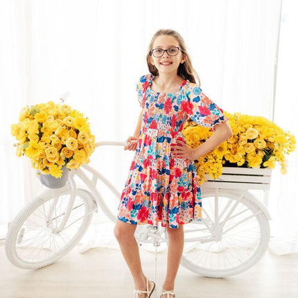 Sunshine Garden Smocked Ruffle Dress
