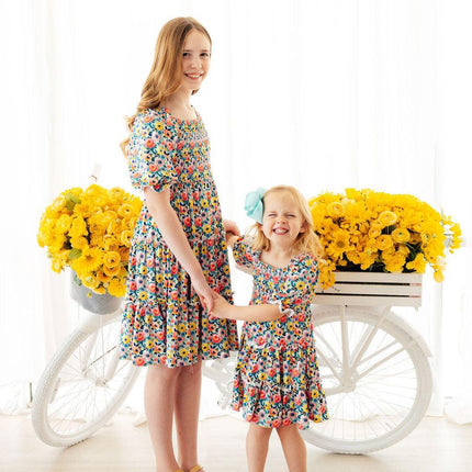 Beautiful Blossoms Smocked Ruffle Dress