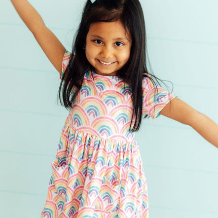 Watercolor Rainbows S/S Pocket Twirl Dress