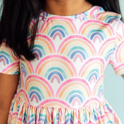 Watercolor Rainbows S/S Pocket Twirl Dress