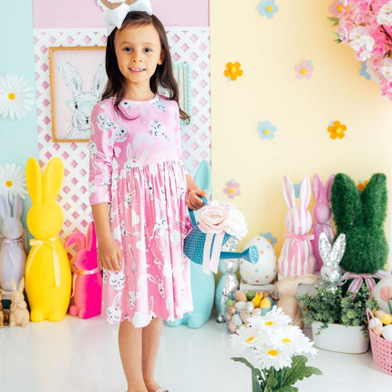 Bunny Love 3/4 Sleeve Pocket Twirl Dress