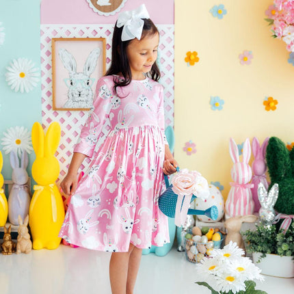 Bunny Love 3/4 Sleeve Pocket Twirl Dress