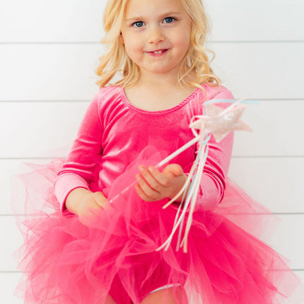 Magenta Velvet L/S Tutu Leotard