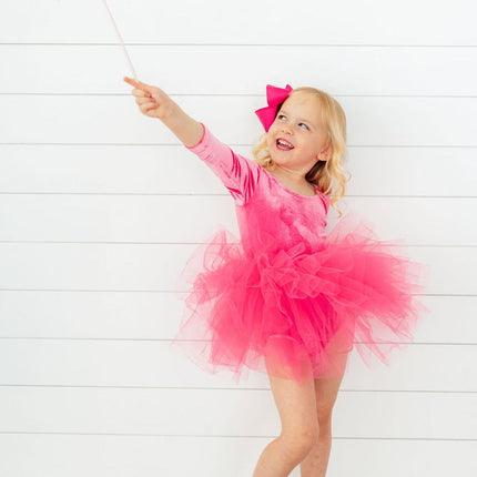 Magenta Velvet L/S Tutu Leotard