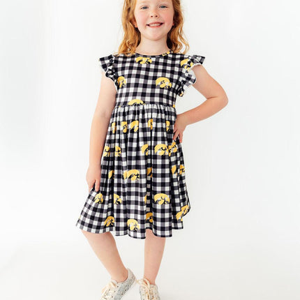Iowa Plaid Tigerhawk Flutter Twirl Dress