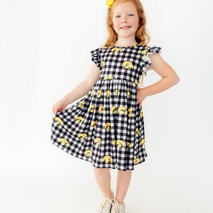 Iowa Plaid Tigerhawk Flutter Twirl Dress