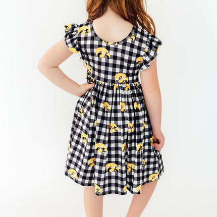 Iowa Plaid Tigerhawk Flutter Twirl Dress
