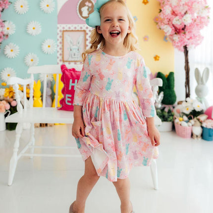 Preppy Peeps 3/4 Sleeve Pocket Twirl Dress
