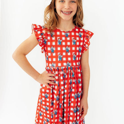 Nebraska Plaid Herbie Husker Flutter Twirl Dress
