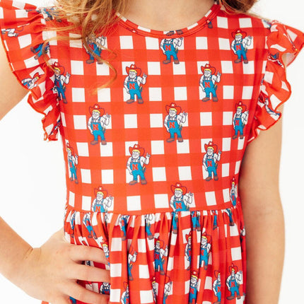 Nebraska Plaid Herbie Husker Flutter Twirl Dress
