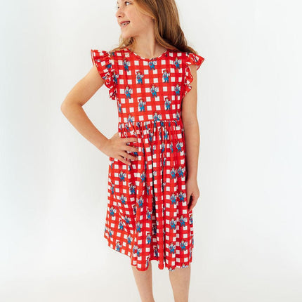 Nebraska Plaid Herbie Husker Flutter Twirl Dress