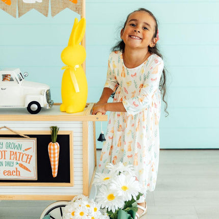 Sunny Bunnies 3/4 Sleeve Pocket Twirl Dress