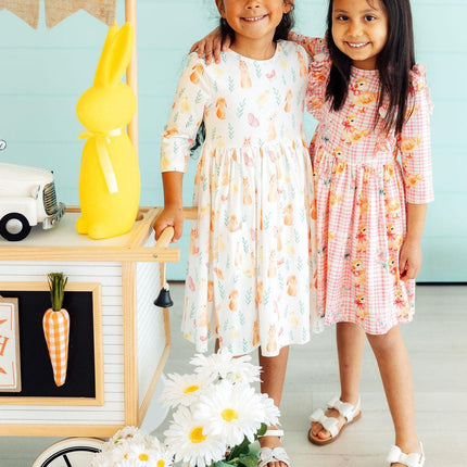 Daisy Ducklings 3/4 Sleeve Ruffle Twirl Dress