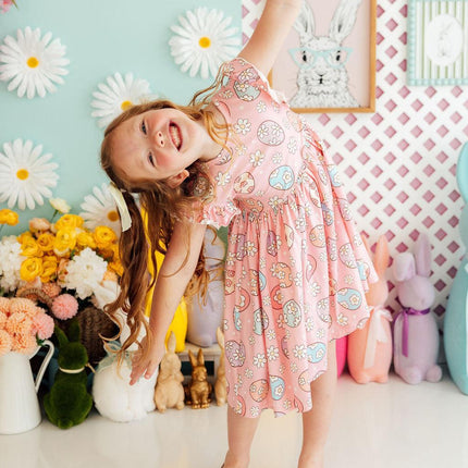 Easter Egg Hunt Flutter Sleeve Twirl Dress