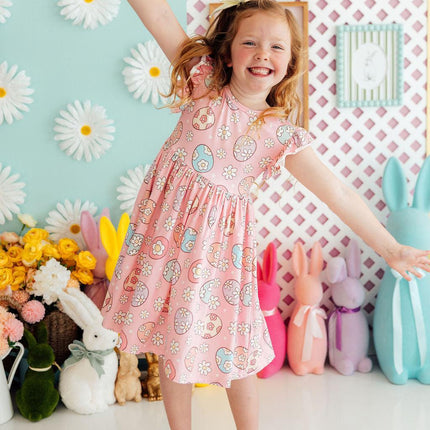 Easter Egg Hunt Flutter Sleeve Twirl Dress