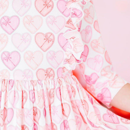 Melt My Heart 3/4 Sleeve Ruffle Twirl Dress - Dashing Nova