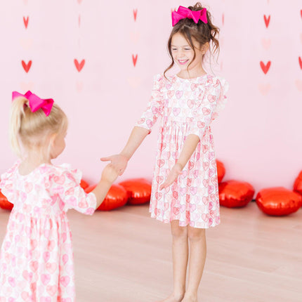 Melt My Heart 3/4 Sleeve Ruffle Twirl Dress - Dashing Nova