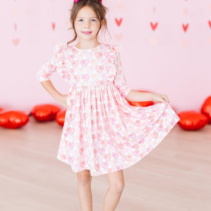 Melt My Heart 3/4 Sleeve Ruffle Twirl Dress - Dashing Nova