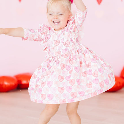 Melt My Heart 3/4 Sleeve Ruffle Twirl Dress - Dashing Nova