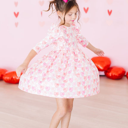 Melt My Heart 3/4 Sleeve Ruffle Twirl Dress - Dashing Nova
