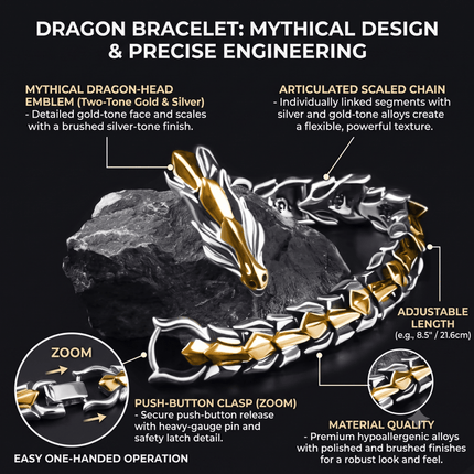 Mens Dragon Scale Bracelet Alloy Metal Symmetrical Wrist Bangle