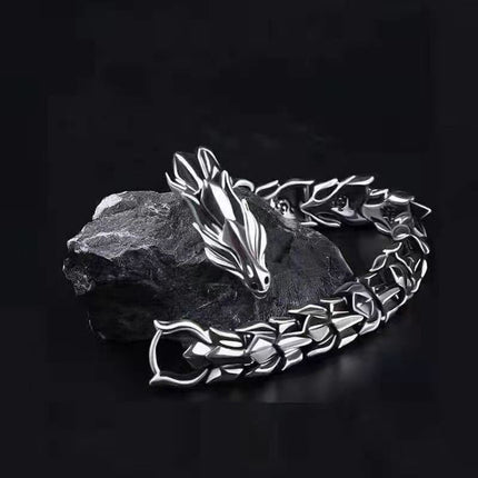 Mens Dragon Scale Bracelet Alloy Metal Symmetrical Wrist Bangle