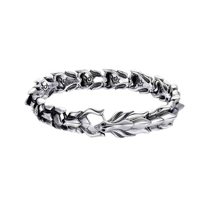 Mens Dragon Scale Bracelet Alloy Metal Symmetrical Wrist Bangle