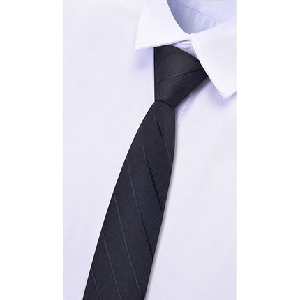 Mens Zipper Necktie Pre-tied Clip-On Tie Business Wedding Striped Necktie