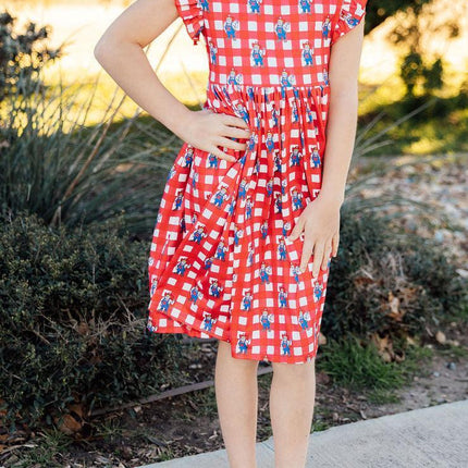 Nebraska Plaid Herbie Husker Flutter Twirl Dress