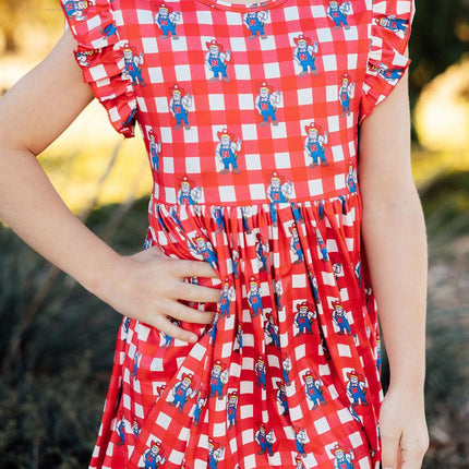 Nebraska Plaid Herbie Husker Flutter Twirl Dress