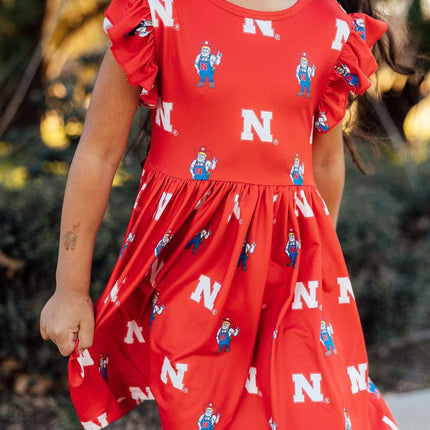 Nebraska Red Herbie Husker Flutter Twirl Dress