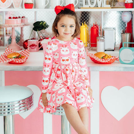 Cutie Cat L/S Pocket Twirl Dress