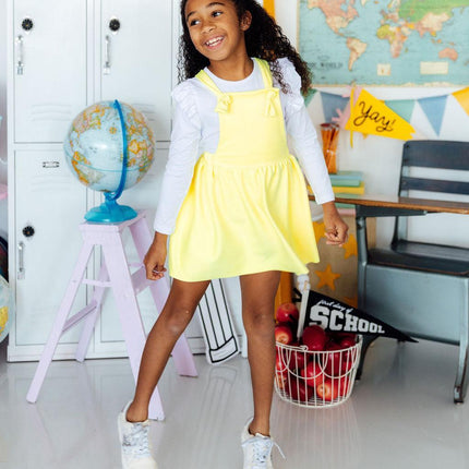 Bright Yellow Faux Suede Pinafore